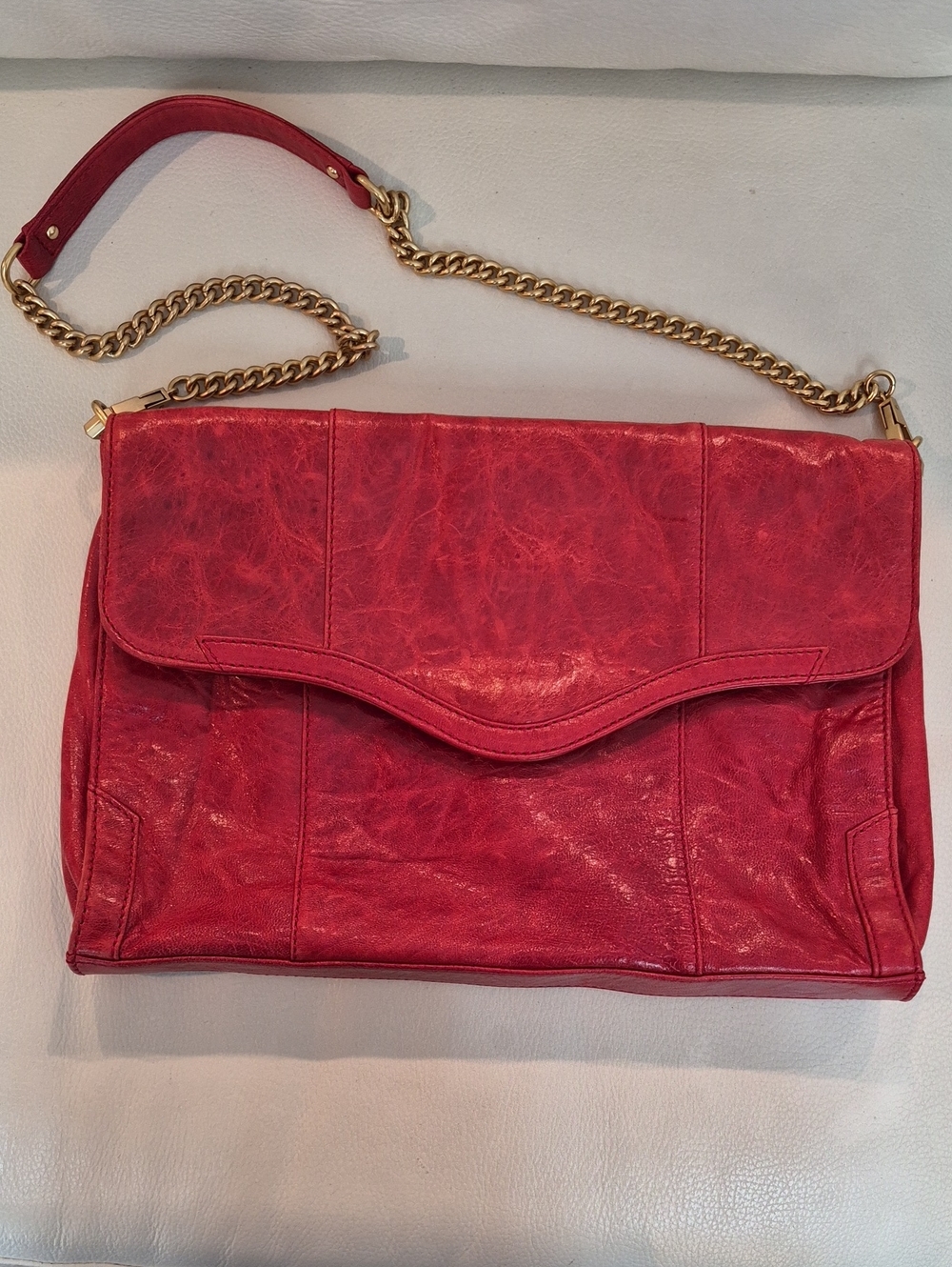 Rebecca Minkoff Red Leather Shoulder Bag with Gold Chain Strap! NWOT!!!